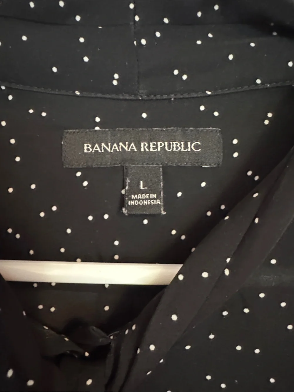 Banana Republic Black Blouse with White Dot Tie-Neck - Picture 2 of 3